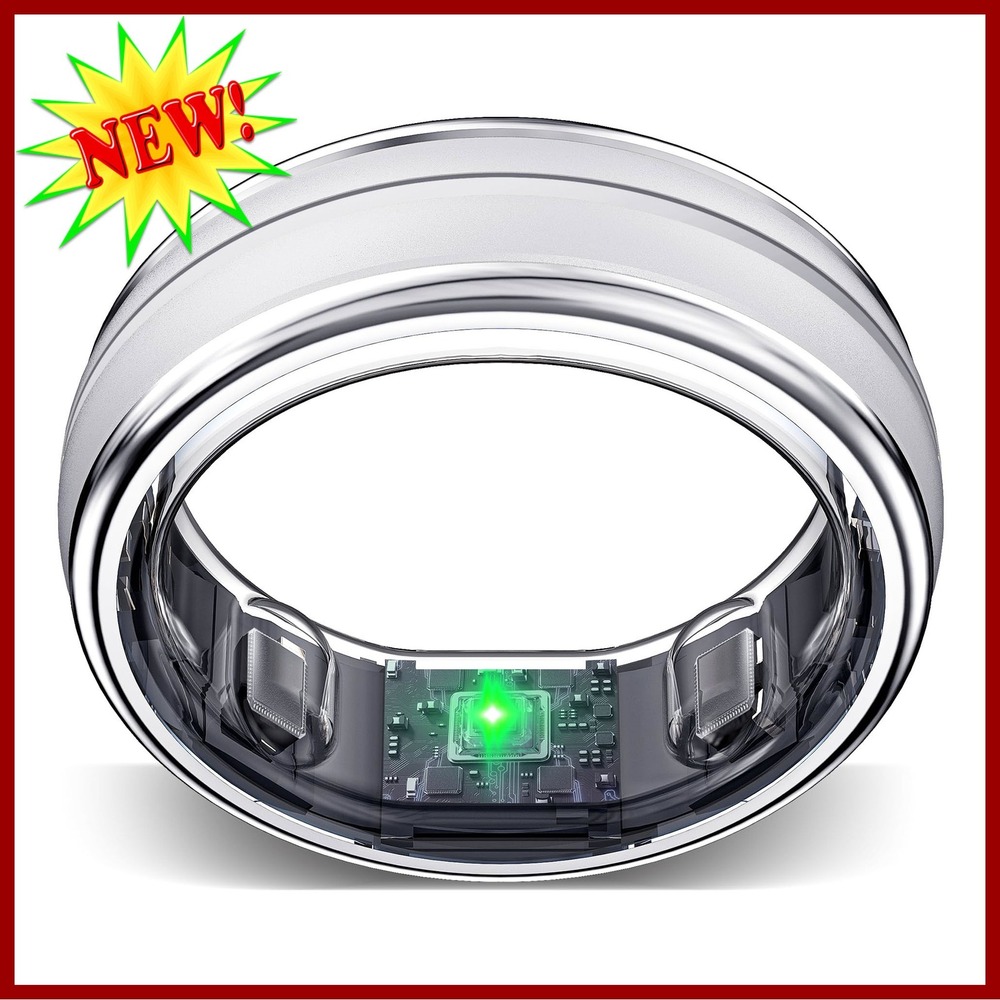 SeekZero X1A02 Smart Ring Titanium Health Sleep Heart Rate Tracker Silver Size 7